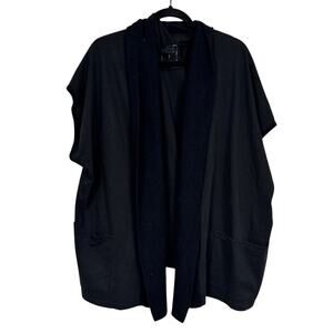 Beyond Thread Black Slouchy Short Sleeve Cardigan Sweater Womens L/XL Lagenlook